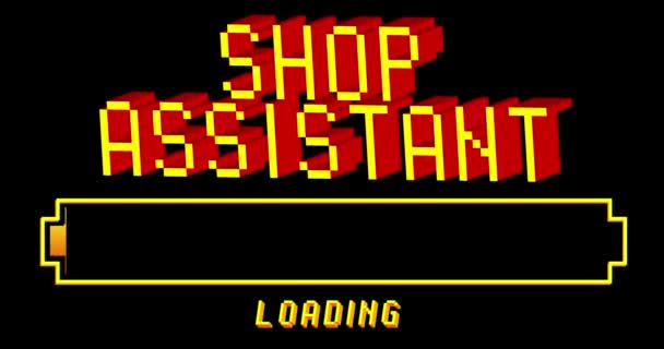 Shoppa Assistant Text Med Loading Nedladdning Uppladdning Bar Indicator Ladda — Stockvideo