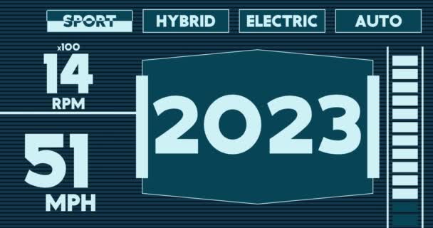 未来派汽车仪表盘编号2023数码图形用户界面动画 — 图库视频影像