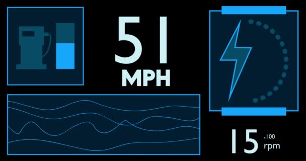 2023番のハイブリッド車のダッシュボード デジタルグラフィカルユーザーインターフェースアニメーション — ストック動画