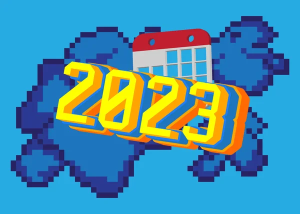 2023 Nombre Pixellisé Avec Fond Graphique Géométrique Illustration Vectorielle Dessin — Image vectorielle