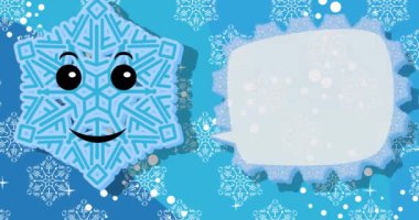 Boş konuşma balonlu kar tanesi. Kış çizgi filmi videosu. Mevsimlik Kar karakteri.