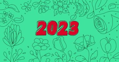 2023 numaralı çiçek çizgisi sanat geçmişi. Yaban Çiçeği çizgi film kenarı, çerçeve animasyonu.