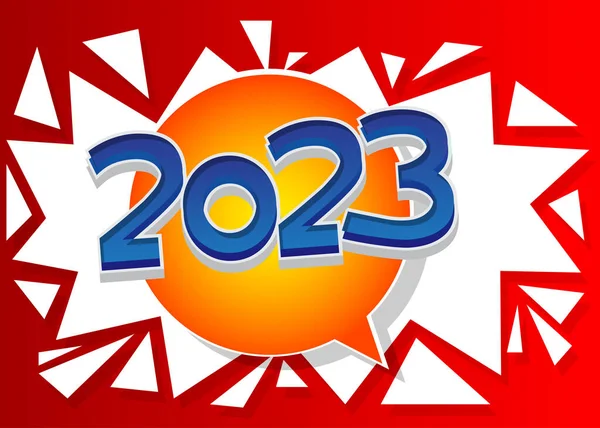 Rok 2023 Numer Napisany Czcionką Dla Dzieci Kreskówkowym Stylu — Wektor stockowy