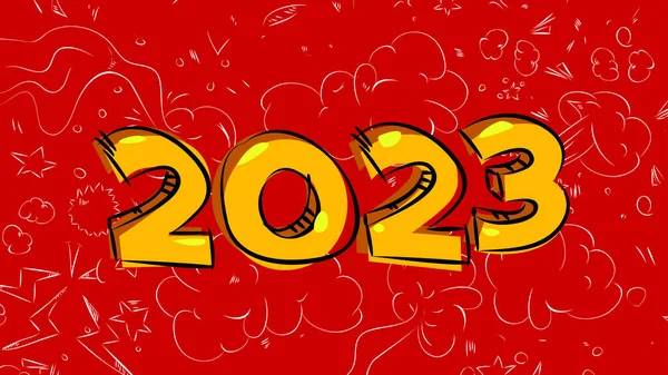 2023 Zahl Mit Kinderschrift Cartoon Stil Geschrieben — Stockvektor