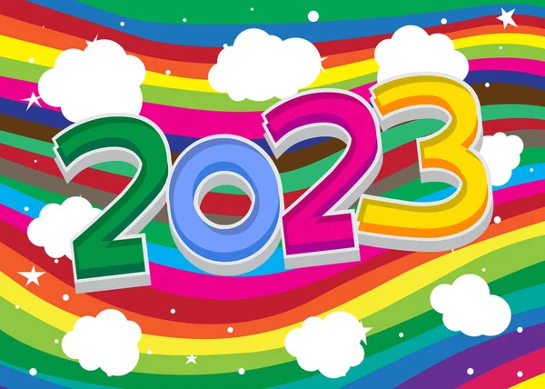 2023 Numero Scritto Con Caratteri Bambini Stile Cartone Animato — Vettoriale Stock