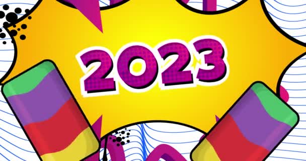 2023年のアイスクリーム 2色鮮やかな夏の甘い食べ物の漫画 4K解像度アニメーション動画 — ストック動画