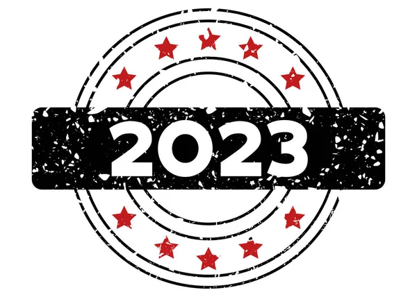 2023番のシンプルなヴィンテージラバースタンプ — ストックベクタ