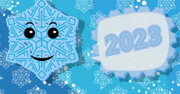 Floco Neve Dizendo 2023 Com Bolha Fala Inverno Cartoon Vídeo — Vídeo de Stock