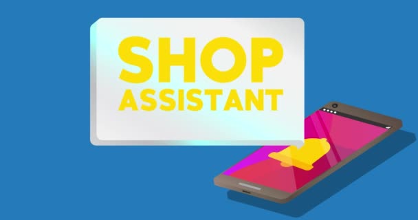 Shop Assistent Tekst Notificatie Bel Van Draagbare Informatie Apparaat Scherm — Stockvideo