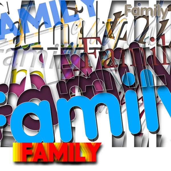 Αφηρημένη Διακόσμηση Σύγχρονης Τέχνης Οικογενειακό Κείμενο Πολύχρωμο Κινούμενο Σχέδιο Απόσπασμα — Φωτογραφία Αρχείου