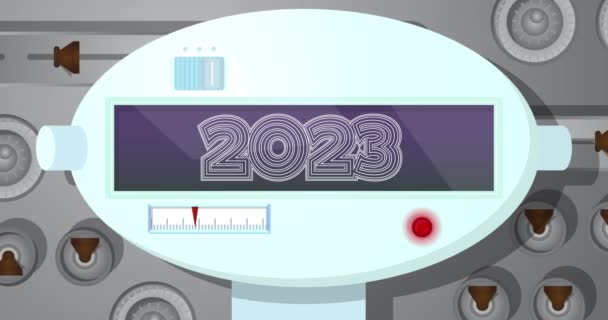 Robot Eye Toont Nummer 2023 Geanimeerde Video Toekomstige Robotica Cartoon — Stockvideo