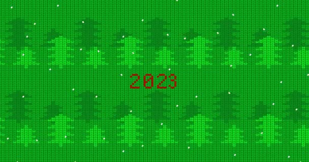 Forêt Verte Avec Neige Numéro 2023 Pull Laid Noël Nouvel — Video