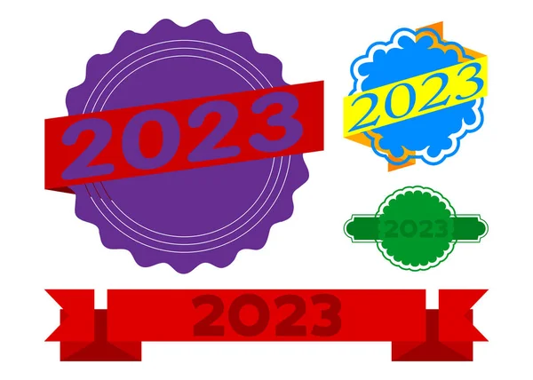 Szalagkészlet 2023 Számmal Banner Sablon Címke Matrica Aláírás — Stock Vector
