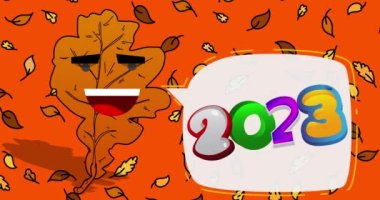 2023 numaralı konuşma baloncuğuyla sonbahar Yaprağı.