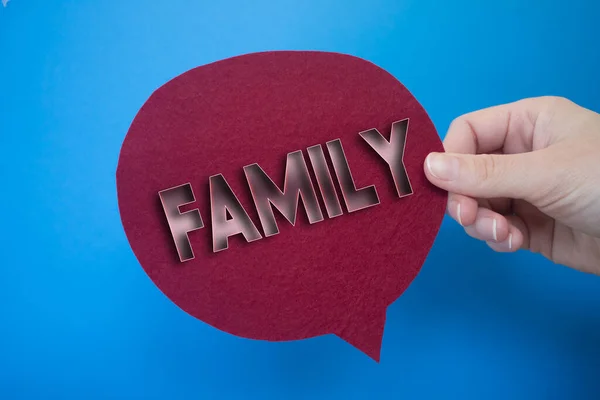 Aile Metni Ile Renkli Arkaplan Önünde Konuşma Kabarcığı — Stok fotoğraf