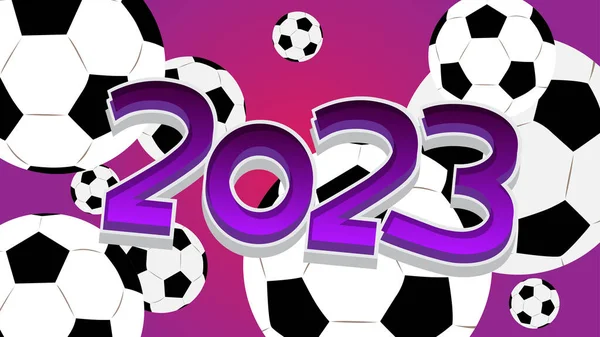 Fußballball Mit Der Nummer 2023 Cartoon Sportplakat — Stockvektor