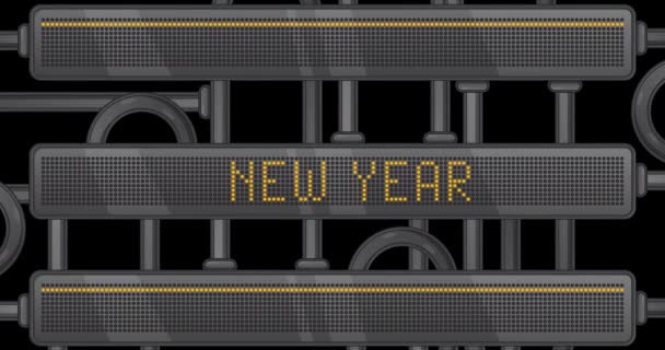 New Year Text Digital Led Panel Announcement Message Light Equipment — Stock Video