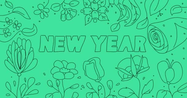 Flower Line Art Background New Year Text 스트리트 와일드 플라워 — 비디오