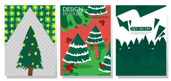 Colorful Pine Tree Sale Banner Holiday Template Design Special Deal — Stock Vector