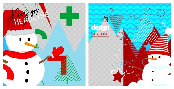 Sněhulák Prodej Banner Šablony Design Speciální Nabídka Svátků Zimní Sezóna — Stockový vektor