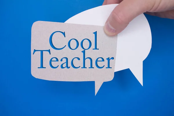 Bańka Mowy Przed Kolorowym Tle Tekstem Cool Teacher — Zdjęcie stockowe