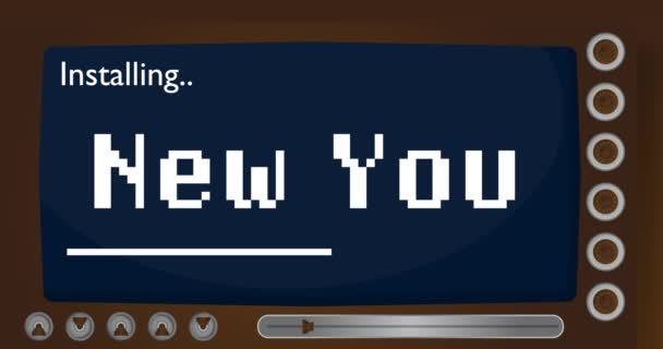 漫画コンピュータ ニュー という言葉 インストールウィンドウを表示する画面のビデオメッセージ — ストック動画