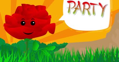 Kızıl Çiçek konuşma balonlu parti diyor. Yaban çiçeği çizgi filmi animasyonu.