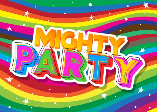 Mighty Party Word Written Elegant Children Font Cartoon Style — Stock Vector