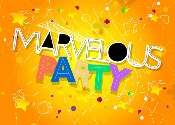 Marvelous Party Word Written Elegant Children Font Cartoon Style — Stock Vector