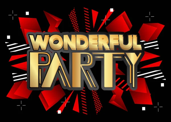 Wonderful Party Word Written Elegant Children Font Cartoon Style — Stock Vector