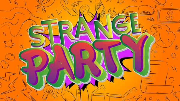 Strange Party Word Written Elegant Children Font Cartoon Style — Stock Vector