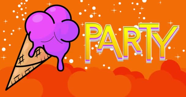 Lody Tekstem Party Kolorowe Animowane Tańce Latem Słodkie Jedzenie Kreskówki — Wideo stockowe