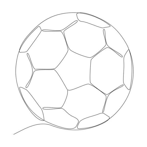 Una Línea Continua Pelota Fútbol Concepto Vectorial Ilustración Línea Delgada — Vector de stock