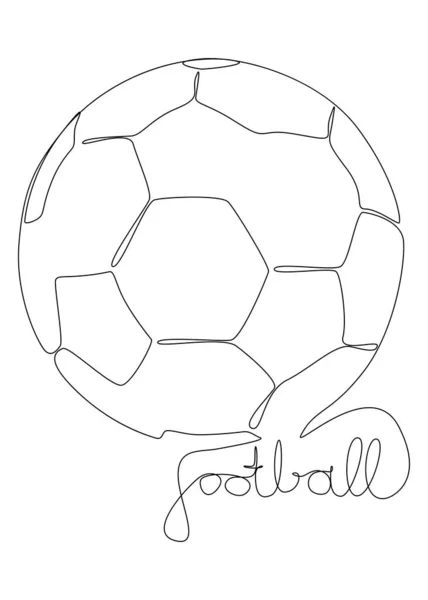 Eine Ununterbrochene Linie Des Fußballballs Mit Wort Thin Line Illustration — Stockvektor