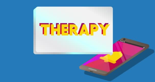 Terapi Text Anmälan Bubbla Från Bärbar Informationsskärm Mobilapp Meddelande Anslutning — Stockvideo