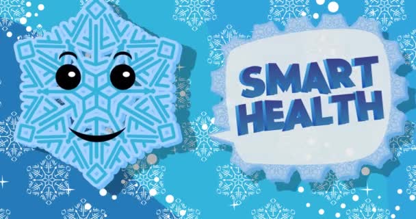 雪片说聪明健康与言语泡沫 冬季卡通视频 季节性雪人性格 — 图库视频影像