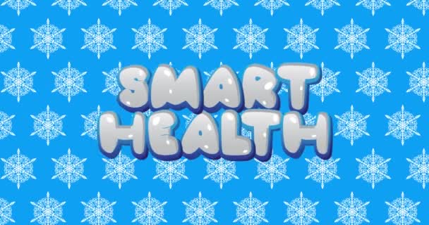 Flocon Neige Tombant Avec Texte Smart Health Sur Fond Bleu — Video