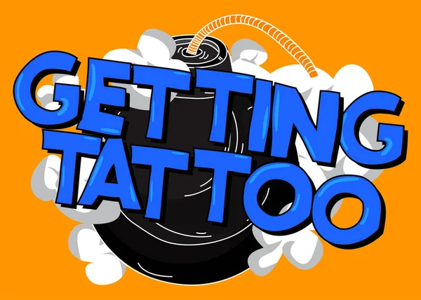 Ricevere Testo Del Tatuaggio Con Bomba Nera Illustrazione Vettoriale Del — Vettoriale Stock
