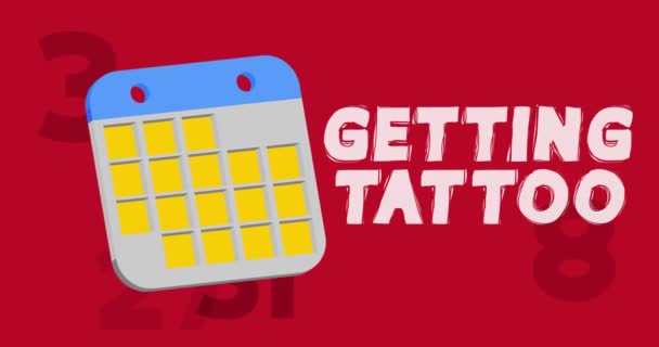 得到的Tattoo文字与日历和编号从1到31的背景 卡通动画片 — 图库视频影像