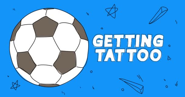 Football Ball Getting Tattoo Text Abstract Dancing Line Cartoon Animation — Stock Video