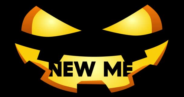 Animierte Yellow Jack Lantern Geschnitzte Gesicht Mit New Text Mund — Stockvideo