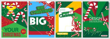Mutlu Noeller, Candy Cane 'le birlikte tasarım afişleri. Özel anlaşma, sezon teklifi. Holiday Vektör illüstrasyonu. İndirimli Poster. İş, Mağaza Etkinliği.