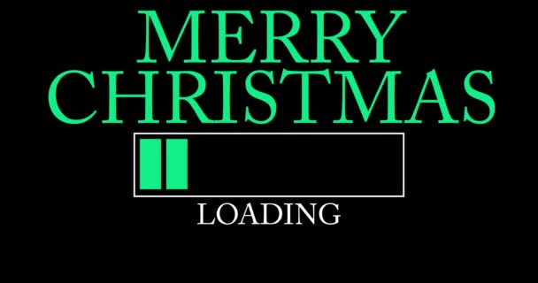 God Jul Text Med Loading Nedladdning Uppladdning Bar Indicator Ladda — Stockvideo