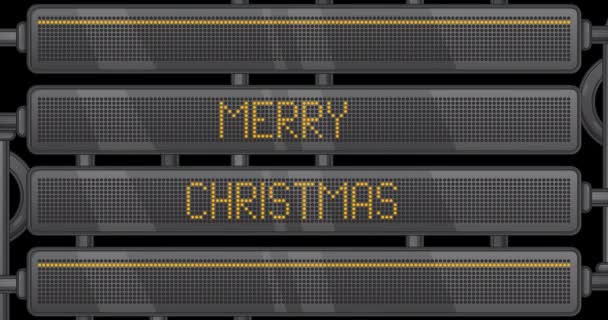 Καλά Χριστούγεννα Κείμενο Ένα Ψηφιακό Πάνελ Led Μήνυμα Ανακοίνωσης Ελαφρύ — Αρχείο Βίντεο