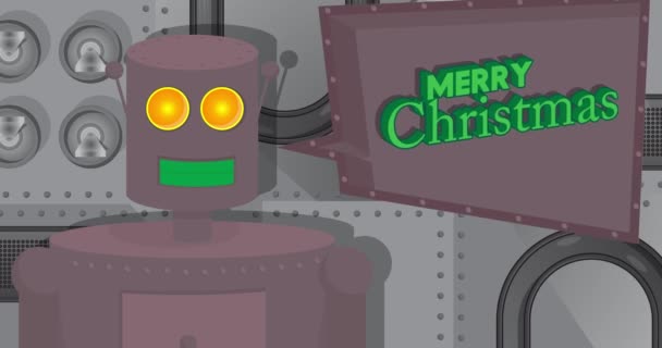 Robot Diciendo Feliz Navidad Con Burbuja Del Habla Vídeo Dibujos — Vídeos de Stock