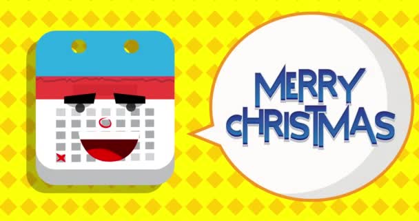 祝圣诞短信在语音泡沫和日历 卡通动画片 — 图库视频影像