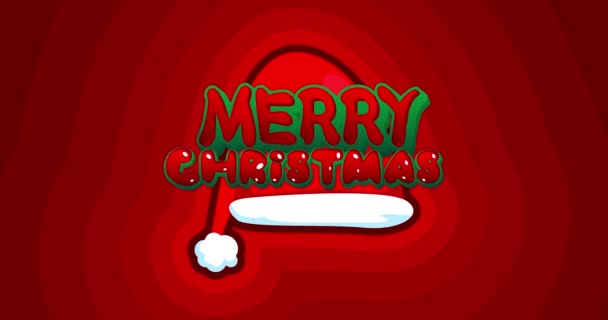 Red Tunnel Concentric Santa Claus Hat Merry Christmas Text Navidad — Vídeos de Stock