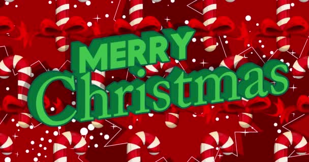 Patrón Bastón Caramelo Rojo Blanco Con Texto Feliz Navidad Celebración — Vídeos de Stock
