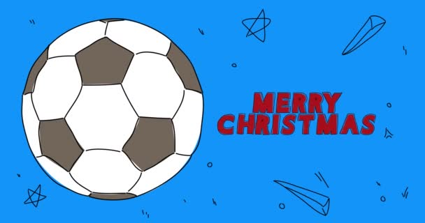 Fotbal Veselým Vánočním Textem Abstraktní Komiksová Animace Video Formátu — Stock video