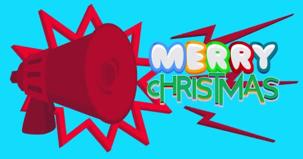 Χορεύοντας Κόκκινο Megaphone Καλά Χριστούγεννα Κείμενο Μπλε Φόντο Ανάλυση Animation — Αρχείο Βίντεο